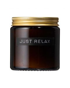 Geurkaars amber glas klein - sinaasappel/kaneel 'just relax'