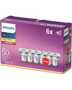 Energiezuinige Philips Led Spot  50 W  GU10  warmwit licht  6 stuks  