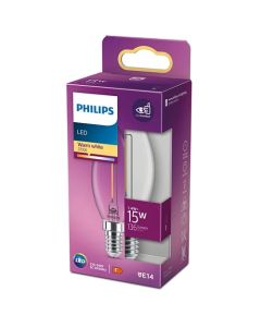 Philips Led Kaars transparant  15 W  E14   warmwit licht