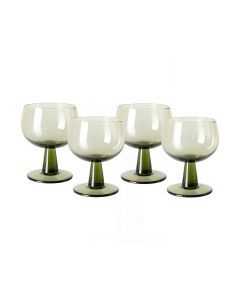 The Emeralds wijnglazen set van 4 olijfgroen