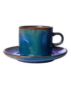 Chef Ceramics kop & schotel rustiek blauw