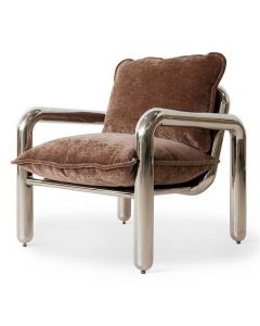 Fauteuil lounge chrome/bruin