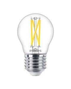 Philips Led kogellamp transparant  25W  E27  dimbaar warmwit licht