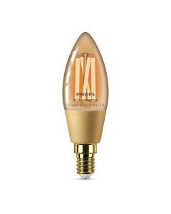 Philips Smart Led Kaarslamp Filament  Slimme LedVerlichting  Warm tot koelwit Licht  E14  25W  Goud  WiFi