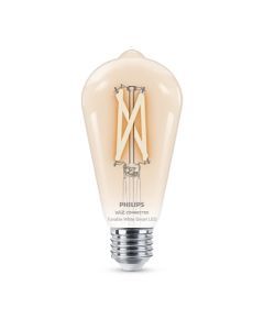 Philips Smart Led Edison Filament  Slimme LedVerlichting  Warm tot koelwit Licht  E27  60W  transparant  WiFi