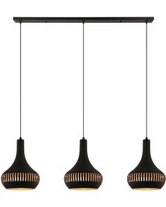 Hanglamp canna 3-lichts balk zwart