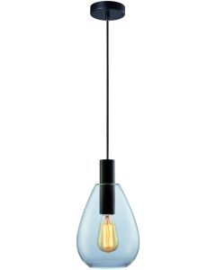 Hanglamp Dorato 1-lichts Zwart/Smoke Glas