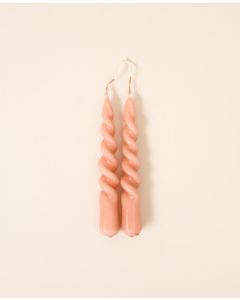 Twist kaars roze glanzend 2 stuks - h15xd2,2cm
