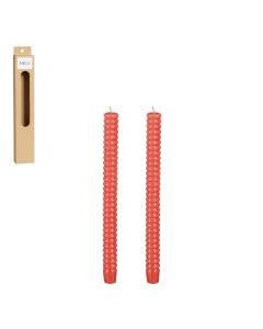 Twist kaars oranje glanzend 2 stuks - h15xd2,2cm
