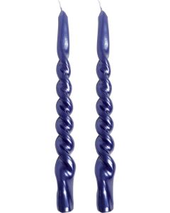 Twist kaars blauw glanzend 2 stuks - h15xd2,2cm

