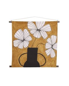 Muurhanger bloemen oker - l98xw90cm
