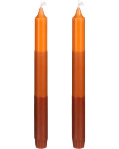 Dip-dye dinerkaars stearine oranje 2 stuks - h25xd2,2cm
