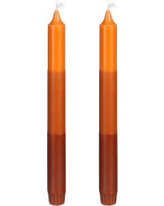 Dip-dye dinerkaars stearine oranje 2 stuks - h25xd2,2cm
