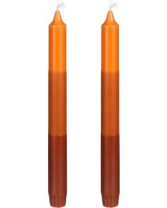 Dip-dye dinerkaars stearine oranje 2 stuks - h25xd2,2cm
