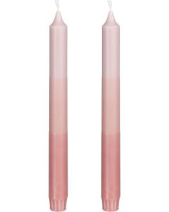 Dip-dye dinerkaars stearine roze 2 stuks - h25xd2,2cm
