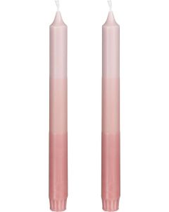 Dip-dye dinerkaars stearine roze 2 stuks - h25xd2,2cm
