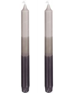 Dip-dye dinerkaars stearine grijs 2 stuks - h25xd2,2cm
