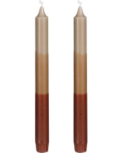 Dip-dye dinerkaars stearine bruin 2 stuks - h25xd2,2cm

