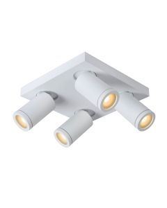 Lucide TAYLOR - Plafondspot Badkamer - LED Dim to warm - GU10 - 4x5W 2200K/3000K - IP44 - Wit