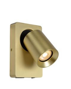 Lucide NIGEL - Wandspot - LED - GU10 - 1x5W 3000K - Met USB oplaadpunt - Mat Goud / Messing