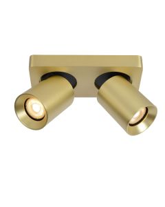 Lucide NIGEL - Plafondspot - LED Dim to warm - GU10 - 2x5W 2200K/3000K - Mat Goud / Messing