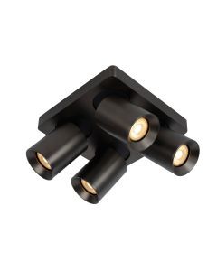 Lucide NIGEL - Plafondspot - LED Dim to warm - GU10 - 4x5W 2200K/3000K - Zwart Staal