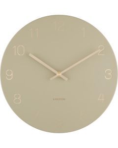 Wall clock Charm engraved numbers small olive grn