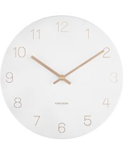 Wall clock Charm engraved numbers small white