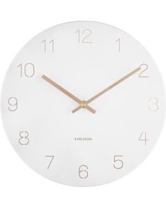 Wall clock Charm engraved numbers small white