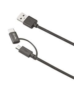 USB kabel met micro USB en C adapter