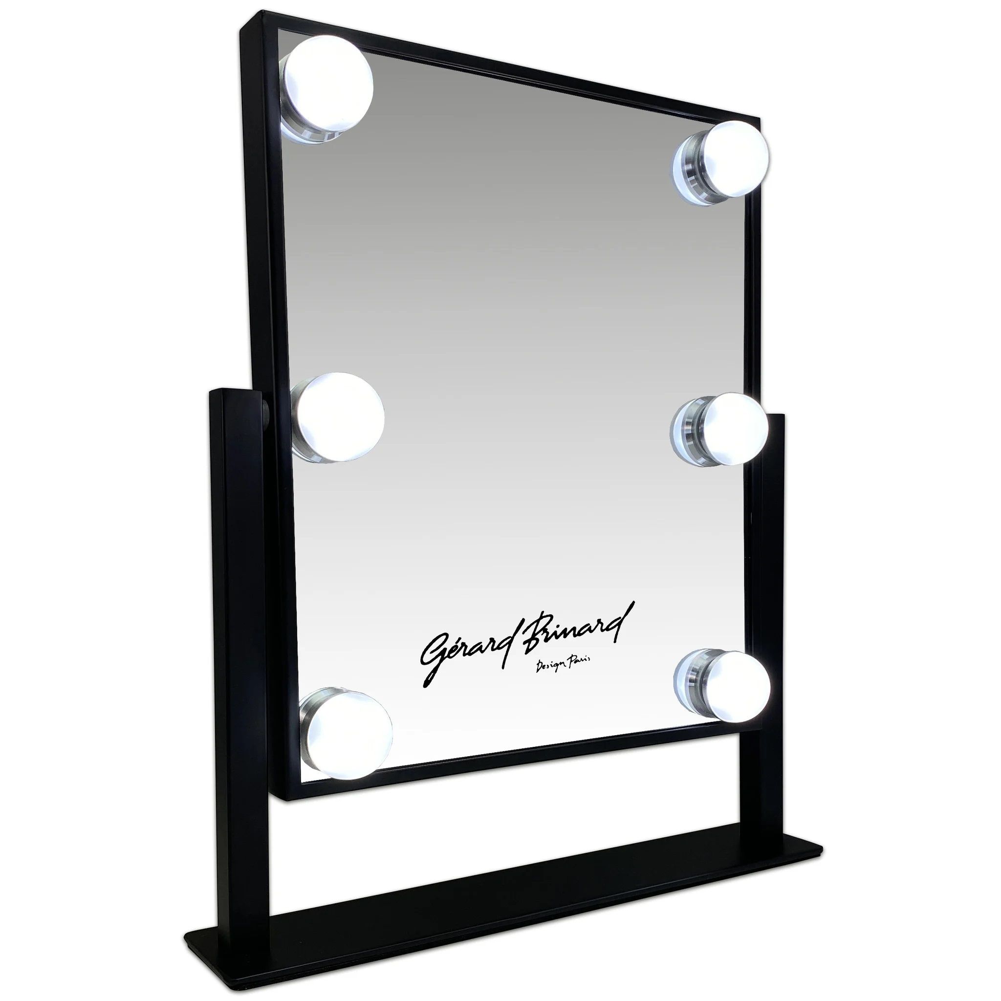 Make up spiegel met licht - zwart - rond 20 cm - met knikarm