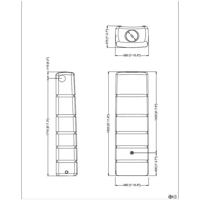 Regenton Slim antraciet 330 L