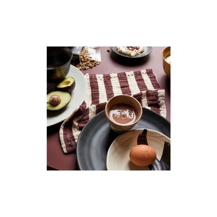 Servet Striped Burgundy (set van 2)